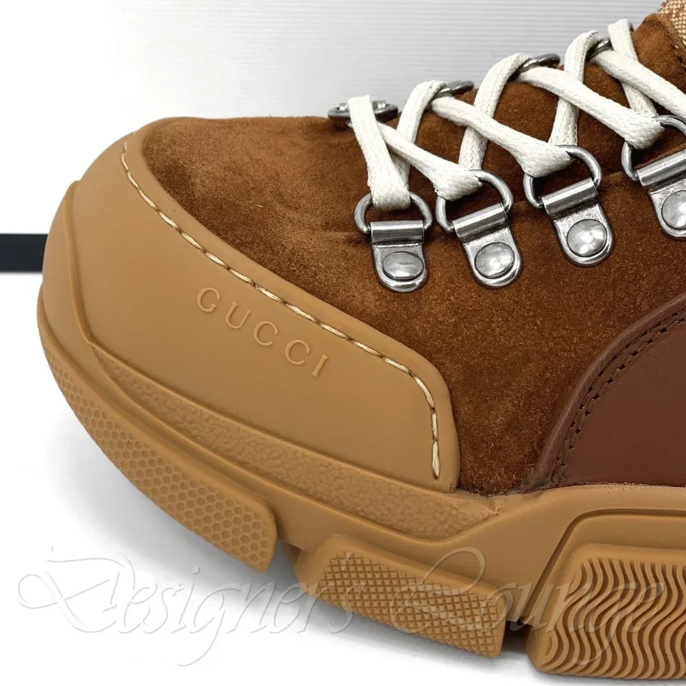NEW GUCCI FLASHTREK GG Leather Suede Canvas Mid Top Sneakers 7.5 G / US 8 $980